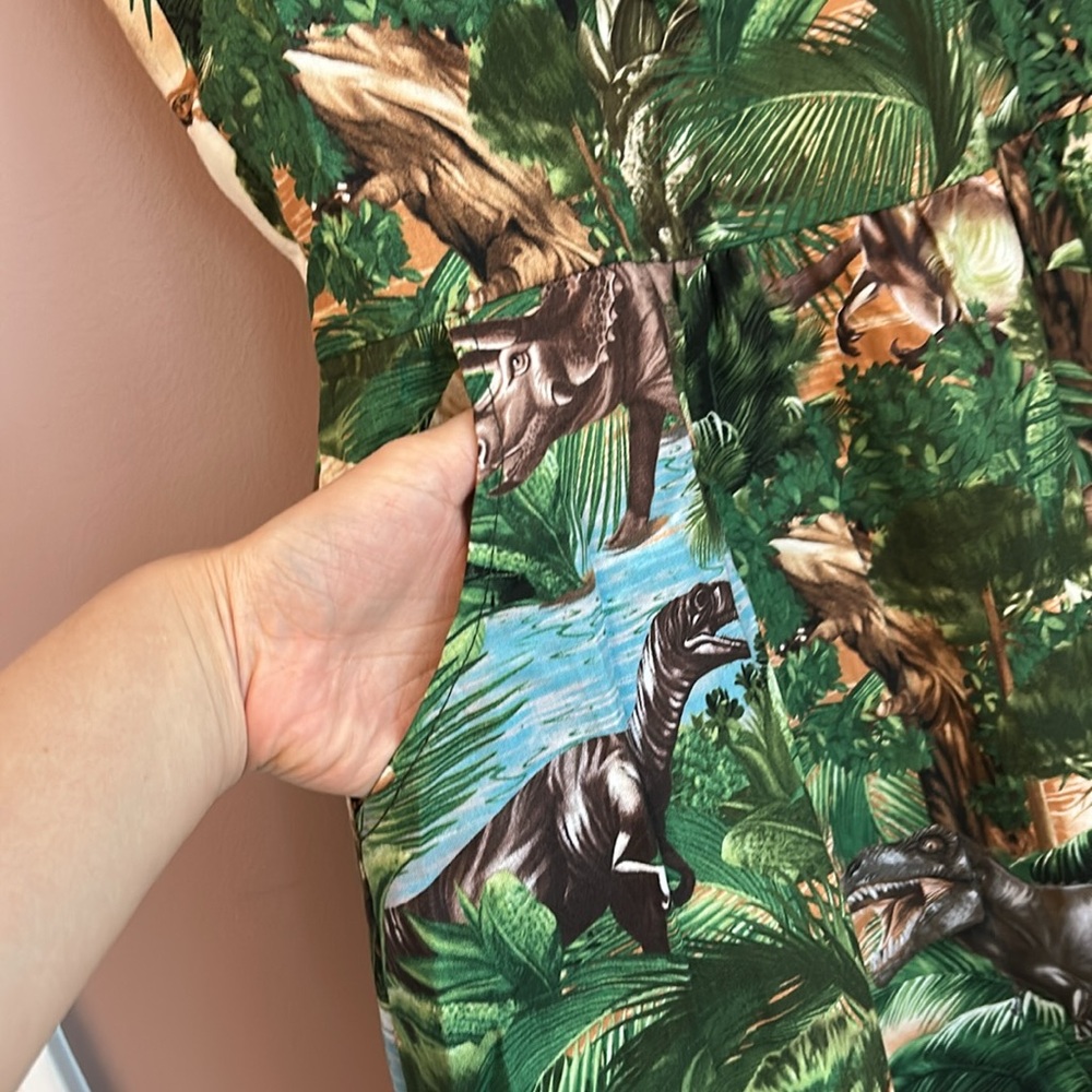NWT Retrolicious Dinosaurs Jungle Print Retro Fit Flare Dress Pockets Size XL - Picture 6 of 11